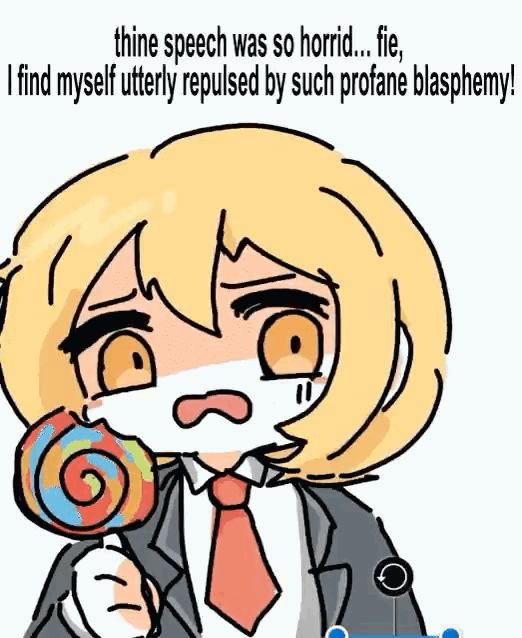 Don Quixote shaking her finger in horror